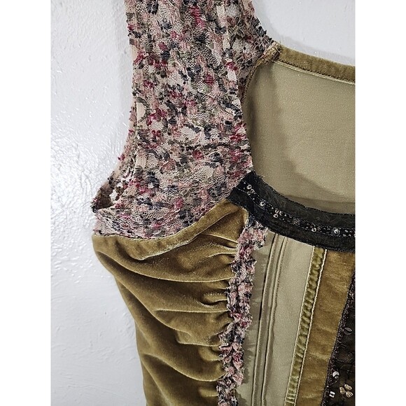 Mechant Boho Fairycore Partial Velvet Laced Sleeve Blouse Size S - Picture 3 of 7